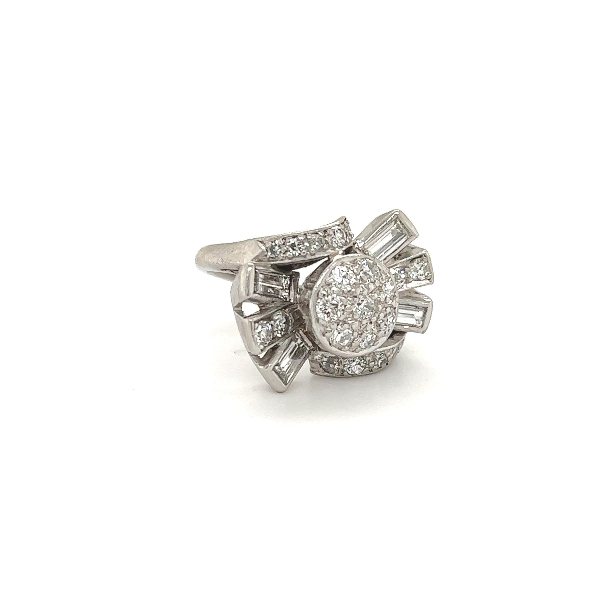 Art Deco Platinum & Diamond Spray Design Cocktail Ring