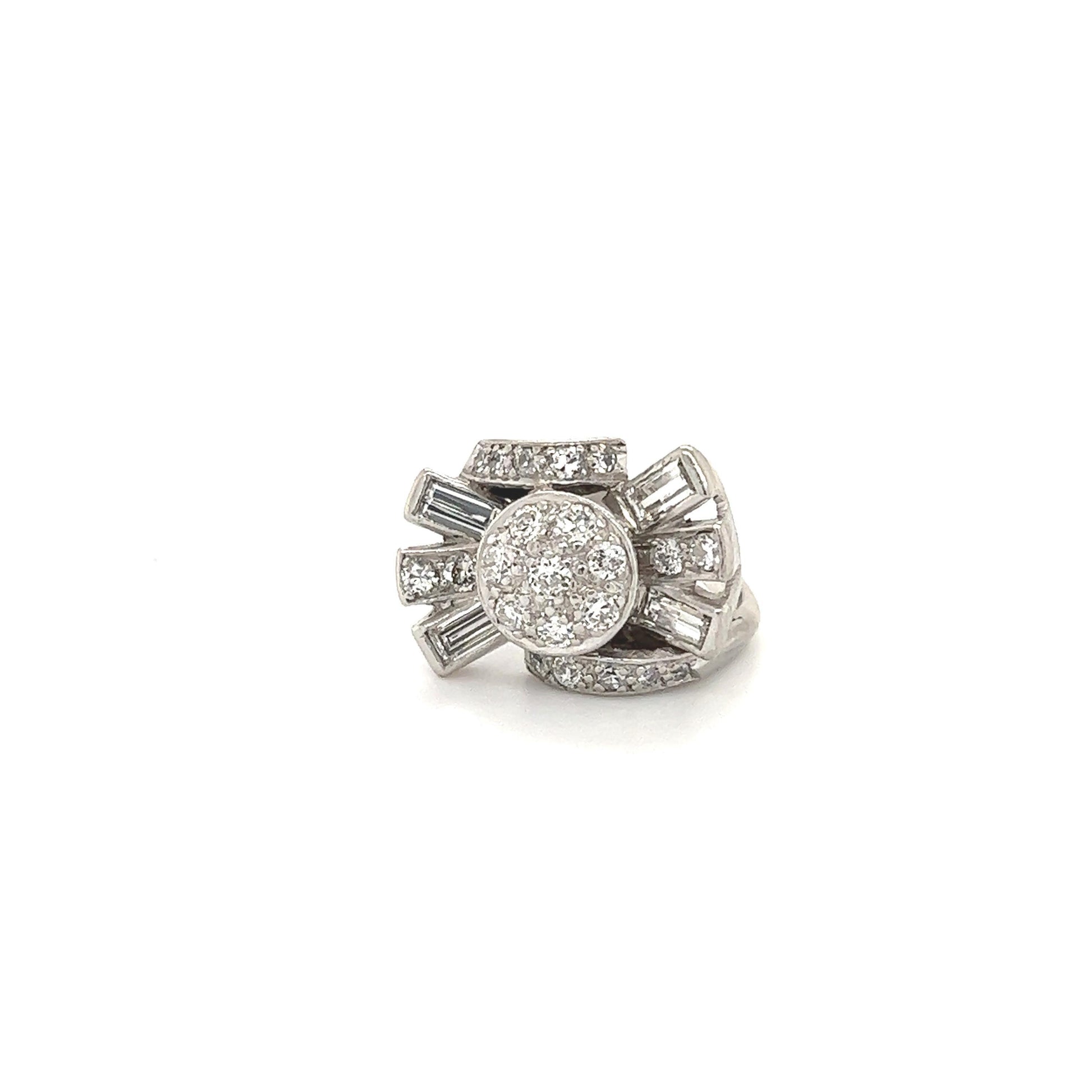 Art Deco Platinum & Diamond Spray Design Cocktail Ring