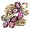 Bulgari Fancy Color Sapphire & Diamond 18k Yellow Gold Flower Cocktail Ring