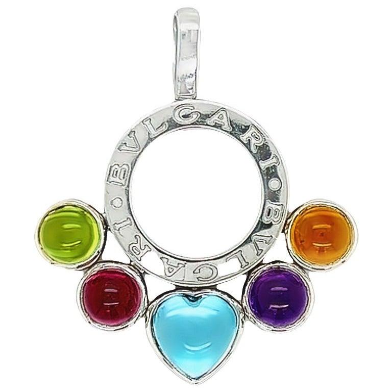 Bvlgari Allegra Multicolor Gemstone 18 Karat White Gold Pendant