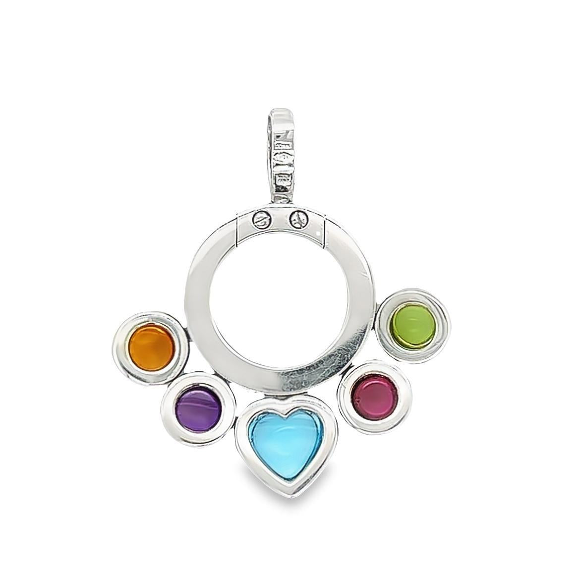 Bvlgari Allegra Multicolor Gemstone 18 Karat White Gold Pendant