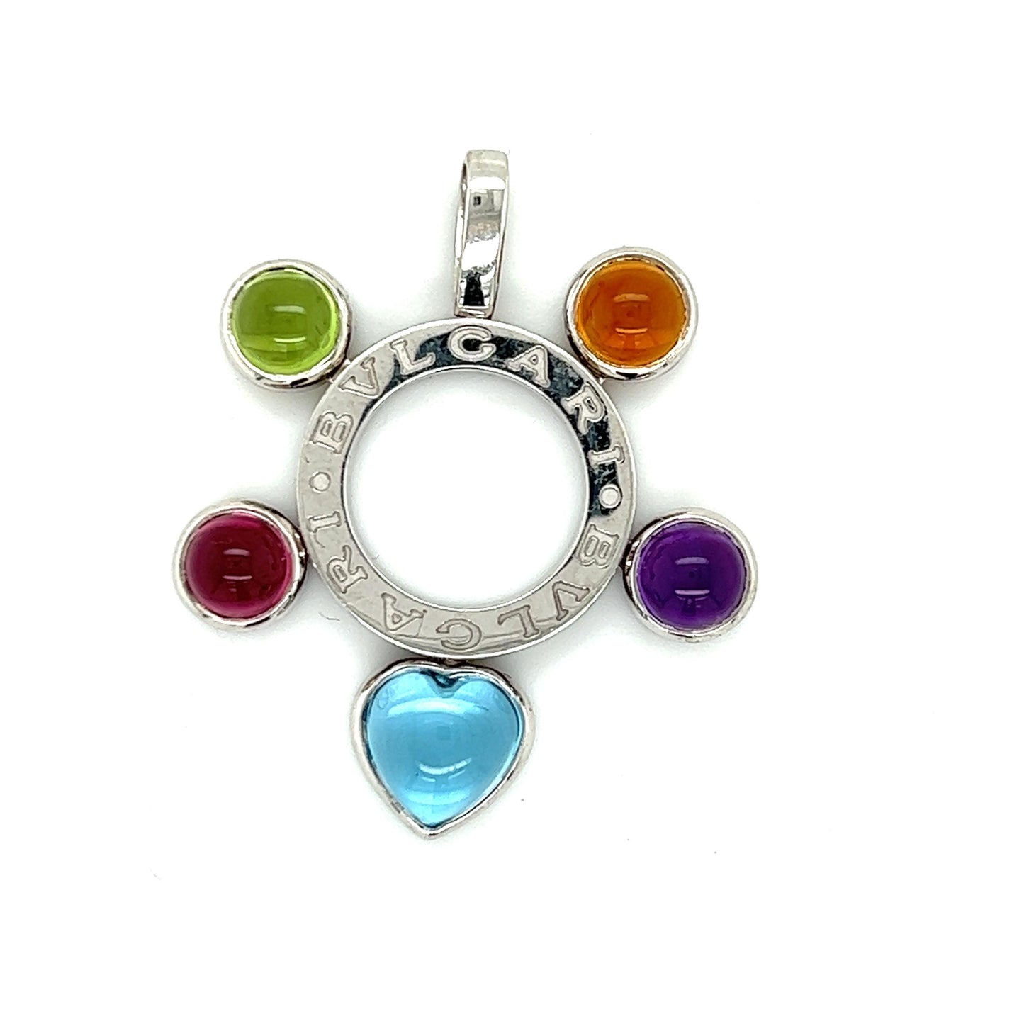 Bvlgari Allegra Multicolor Gemstone 18 Karat White Gold Pendant