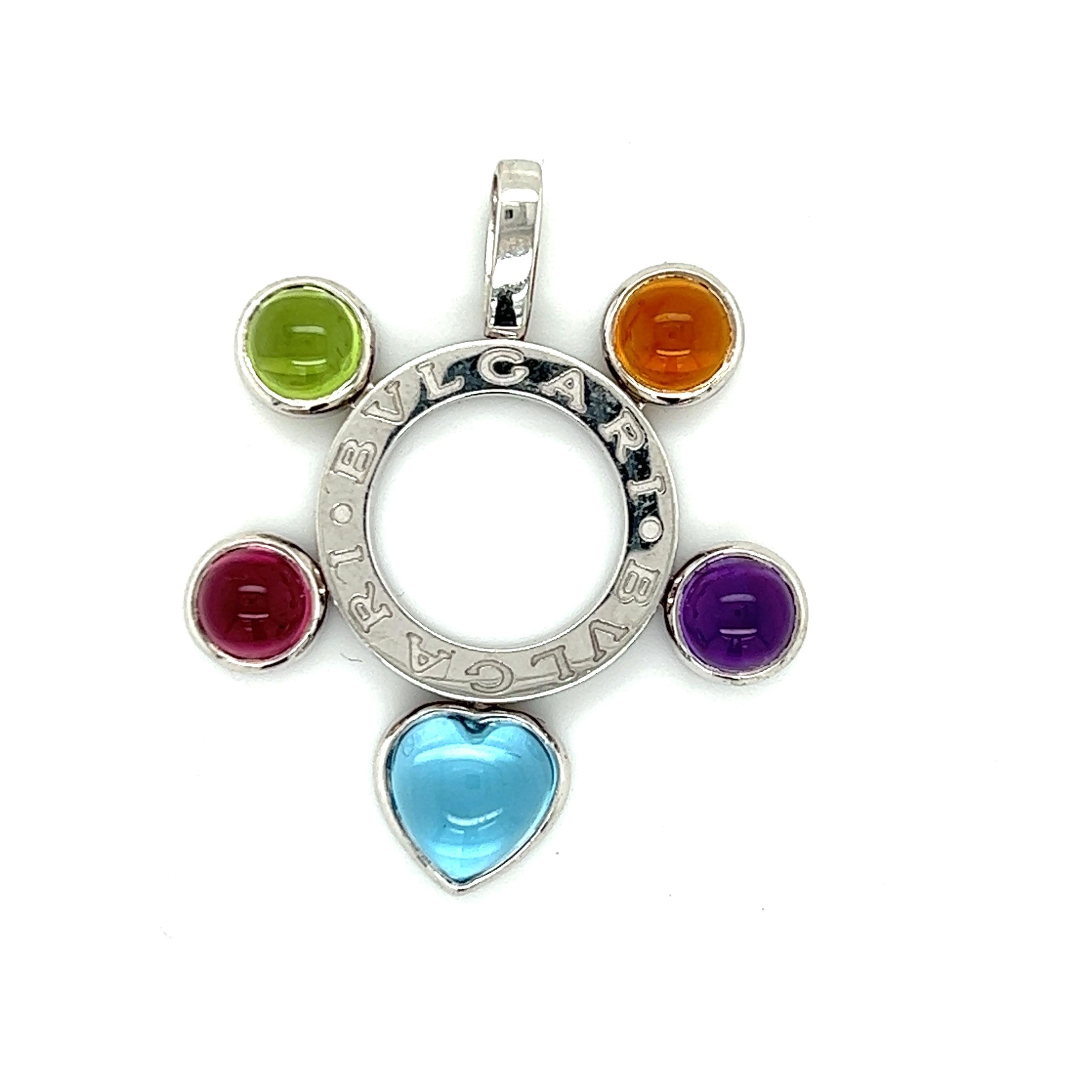 Bvlgari Allegra Multicolor Gemstone 18 Karat White Gold Pendant
