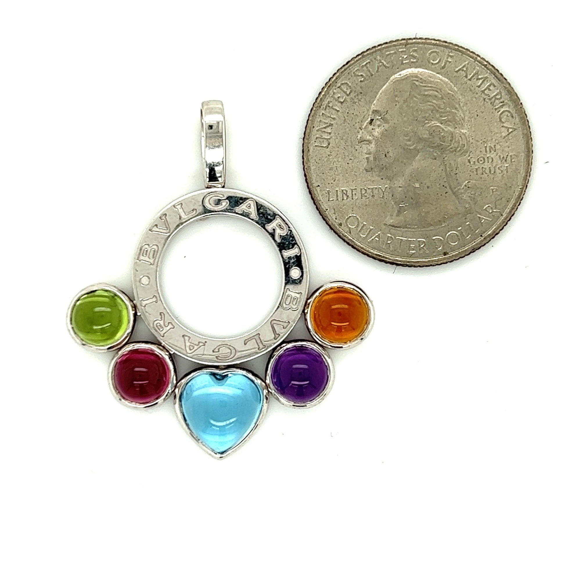 Bvlgari Allegra Multicolor Gemstone 18 Karat White Gold Pendant