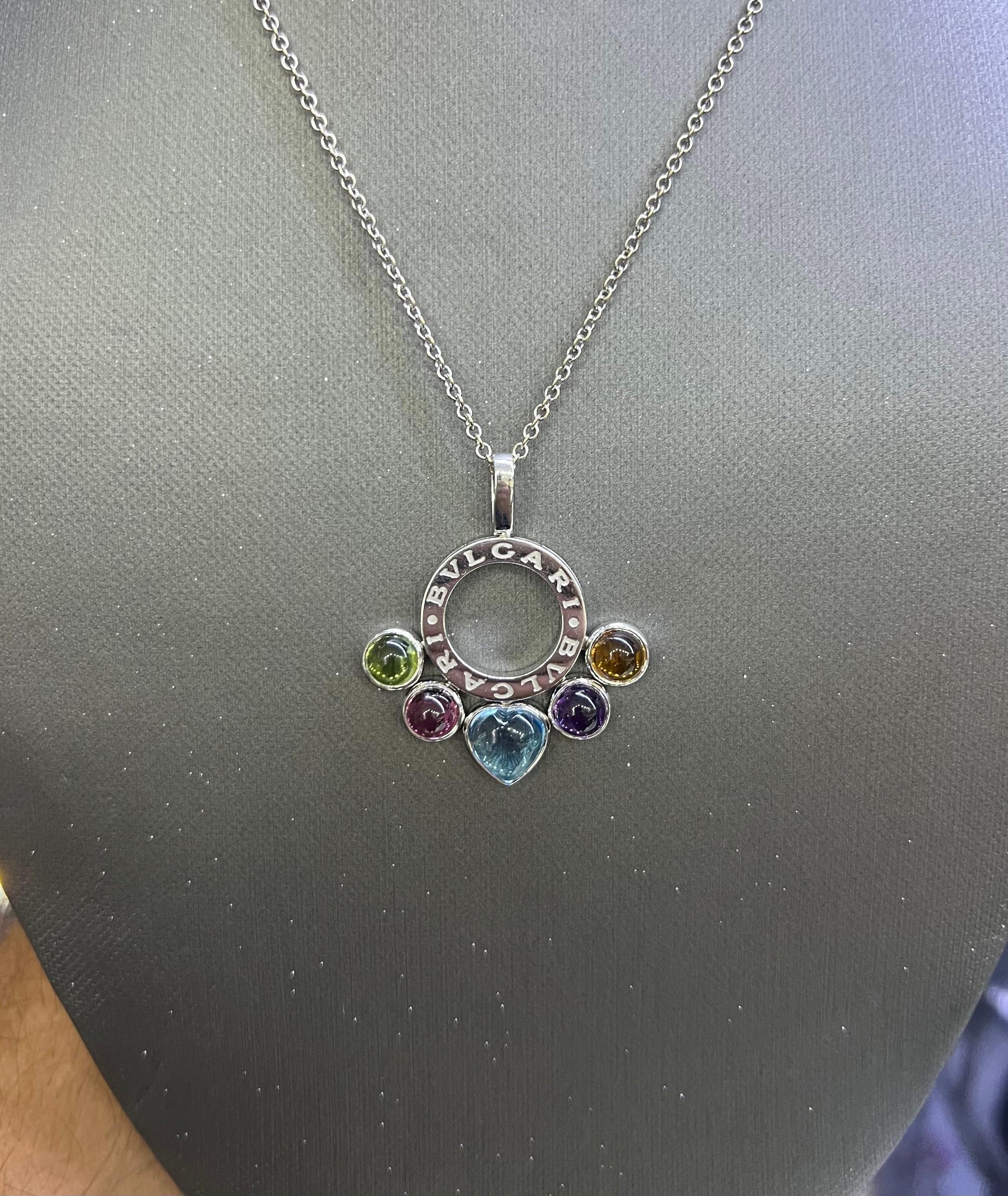 Bvlgari Allegra Multicolor Gemstone 18 Karat White Gold Pendant