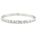Bvlgari Bvlgari Bangle Bracelet 18K White Gold 2 Diamonds Size M