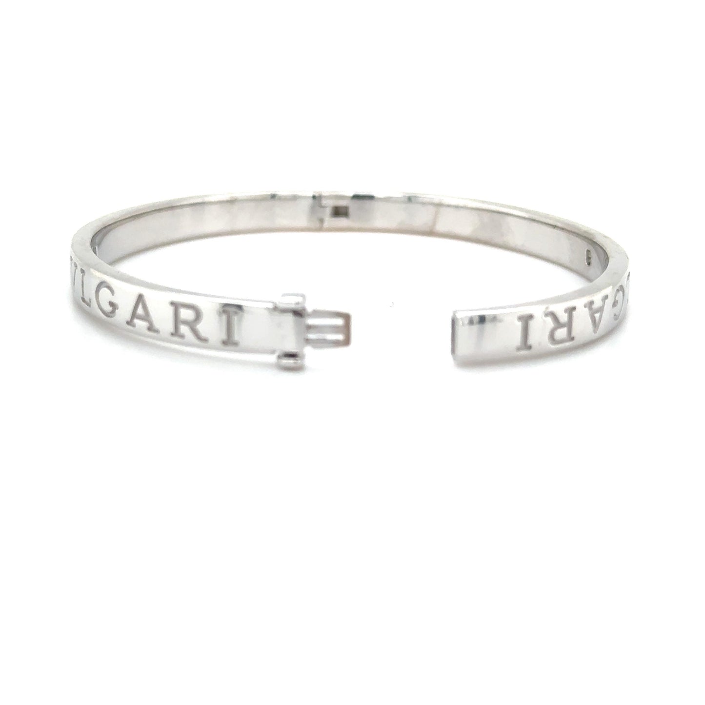 Bvlgari Bvlgari Bangle Bracelet 18K White Gold 2 Diamonds Size M