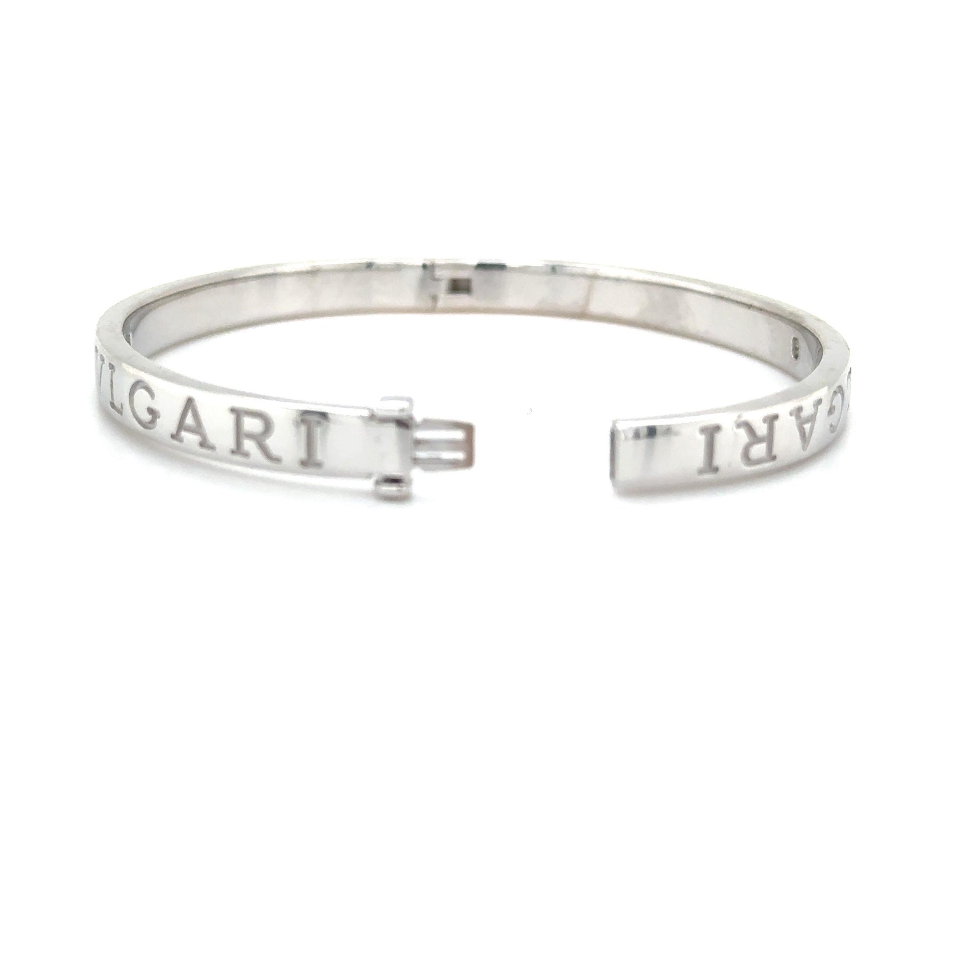 Bvlgari Bvlgari Bangle Bracelet 18K White Gold 2 Diamonds Size M