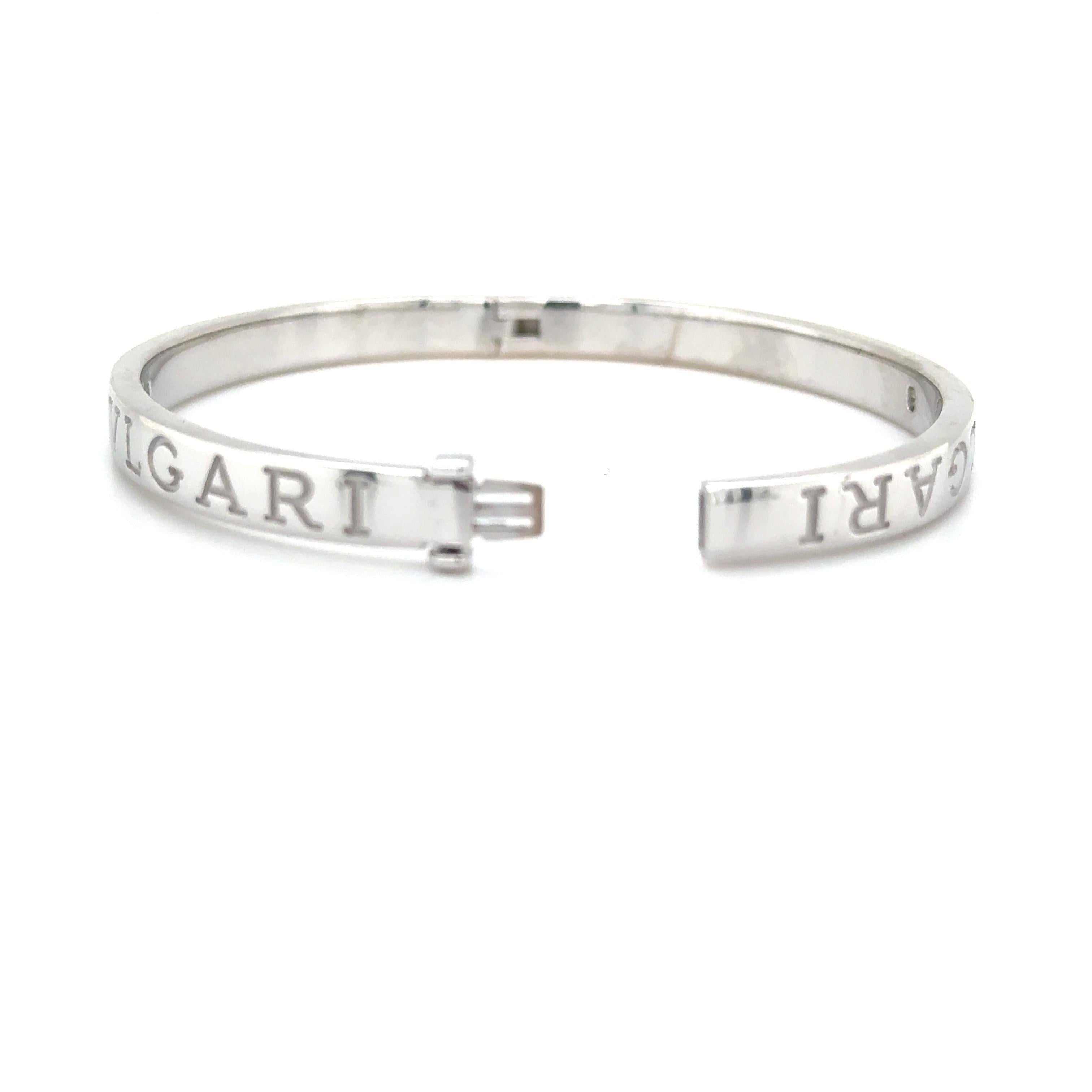 Bvlgari Bvlgari Bangle Bracelet 18K White Gold 2 Diamonds Size M