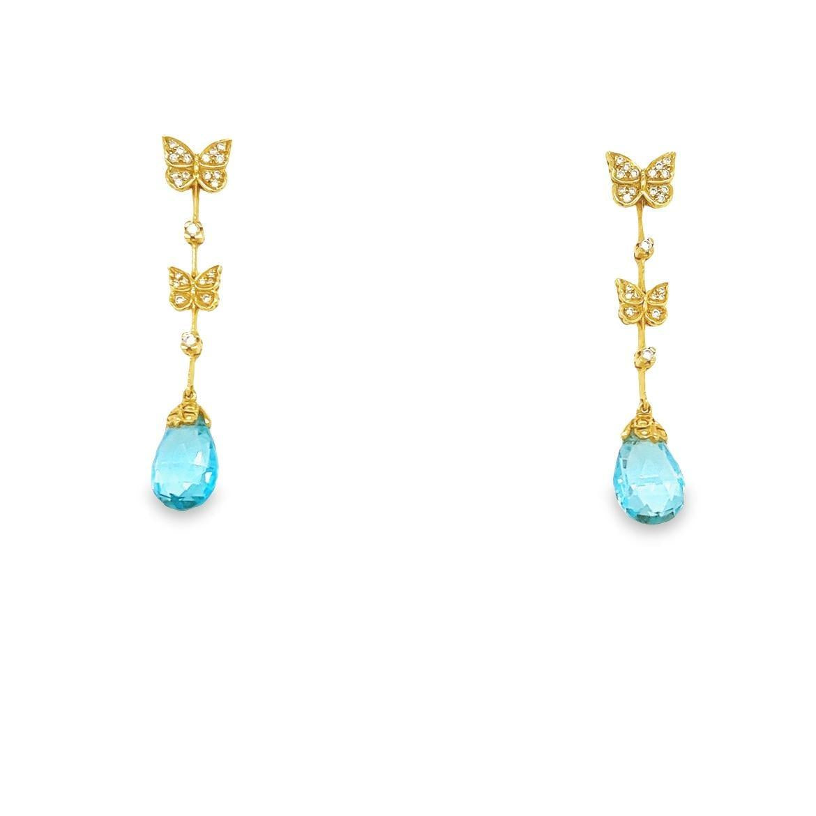 Carrera Y Carrera Baile Mariposa Butterfly Diamond Topaz 18k Necklace & Earrings