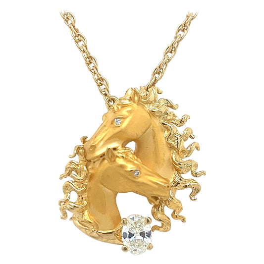 Carrera Y Carrera Horse Themed Diamond Pendant Necklace