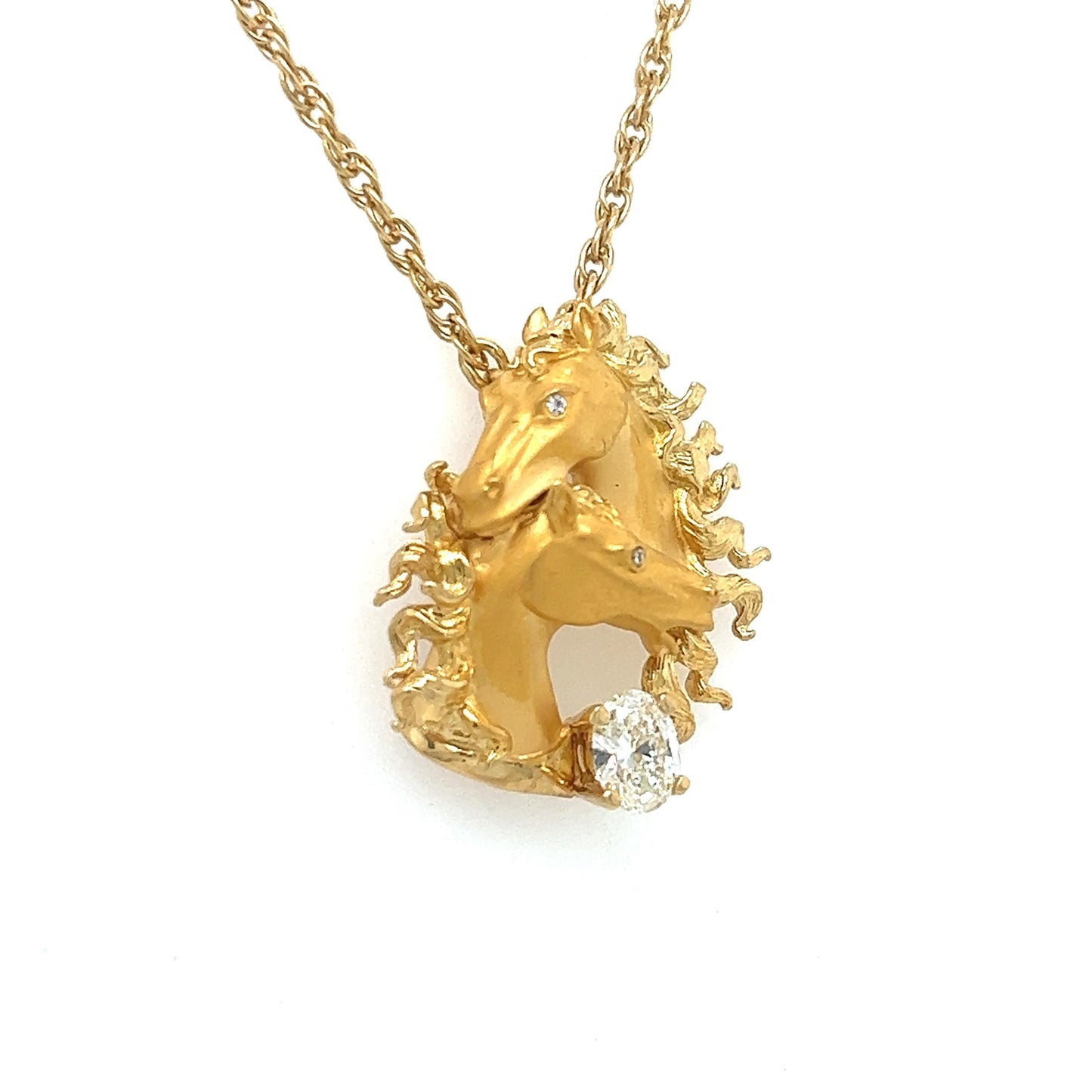 Carrera Y Carrera Horse Themed Diamond Pendant Necklace