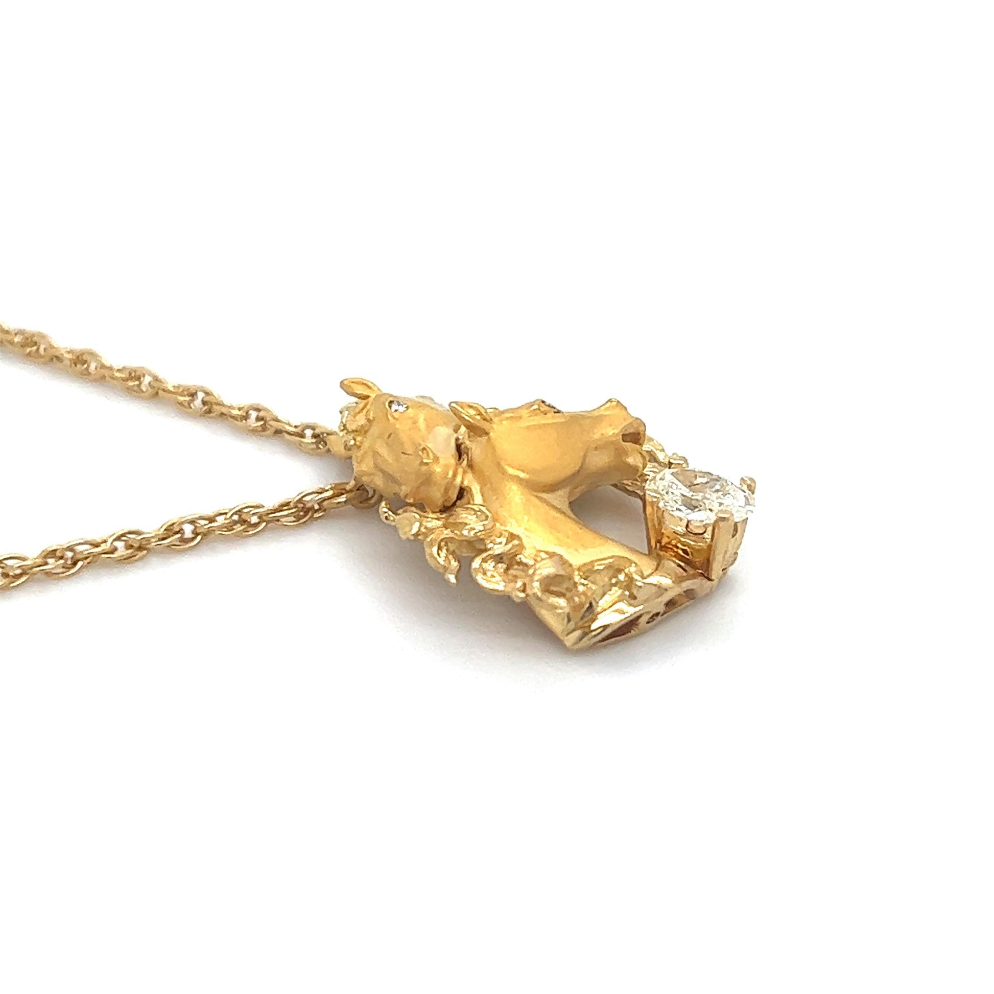 Carrera Y Carrera Horse Themed Diamond Pendant Necklace