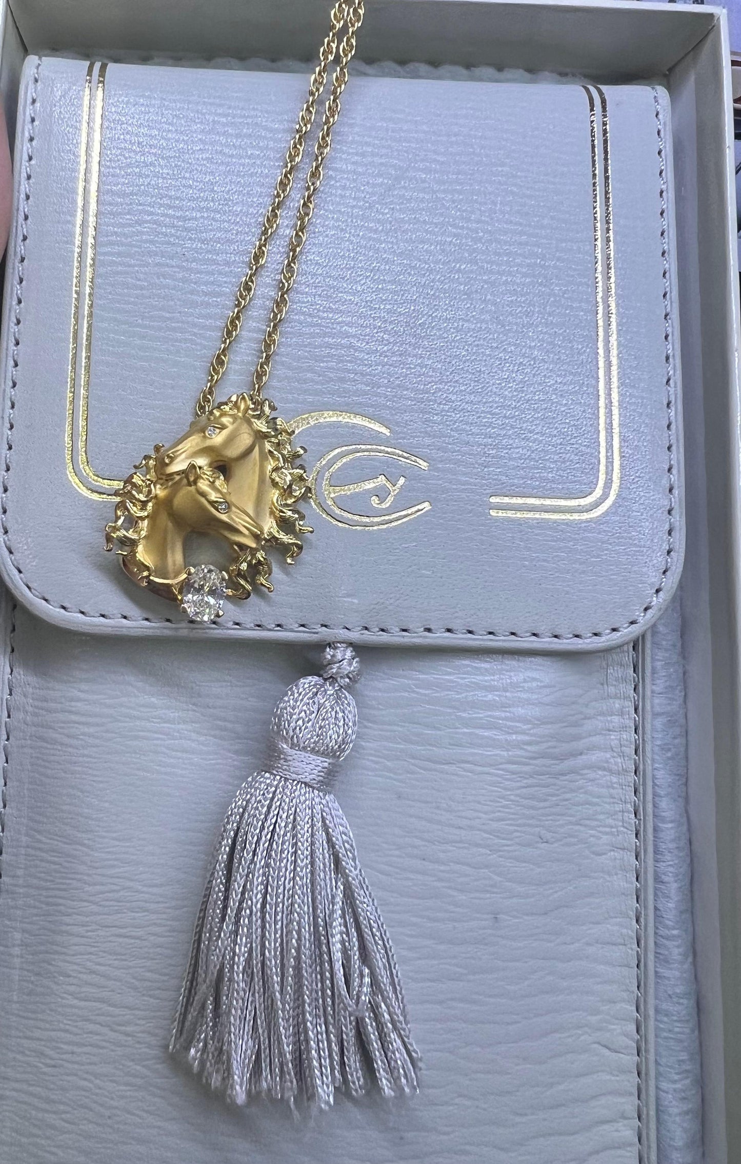 Carrera Y Carrera Horse Themed Diamond Pendant Necklace
