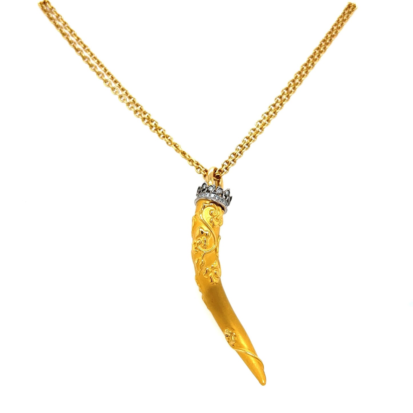 Carrera y Carrera Diamond Cornicello Italian Horn with Crown 18k Yellow Gold