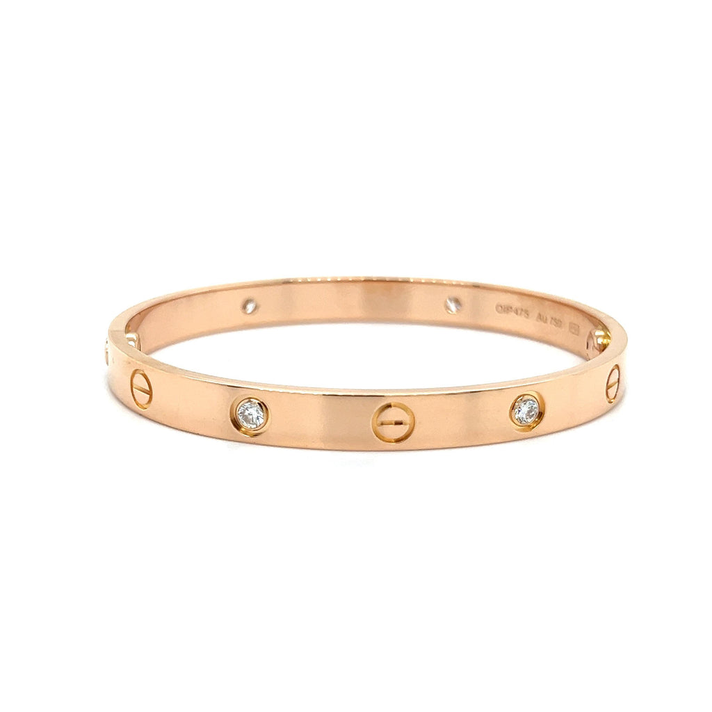 Cartier Love Bracelet 18 Karat Rose Gold 4 Diamond New Style