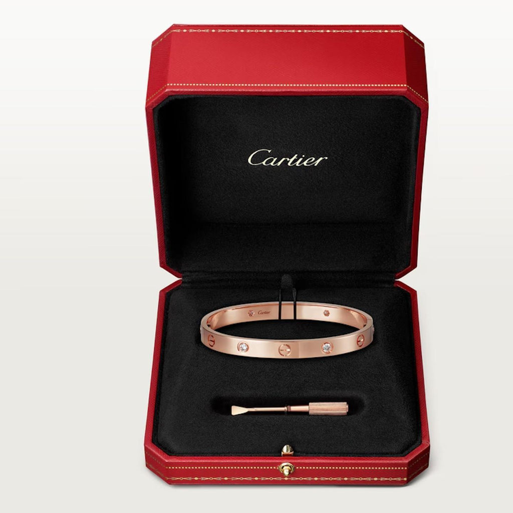 Cartier Love Bracelet 18 Karat Rose Gold 4 Diamond New Style