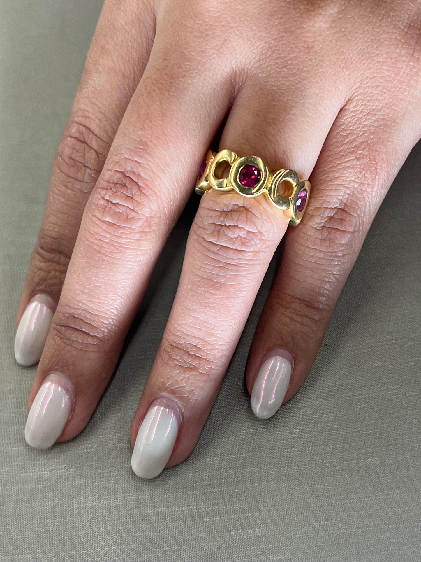 Chanel Ruby Gemstone 18k Yellow Gold “Coco” Ring