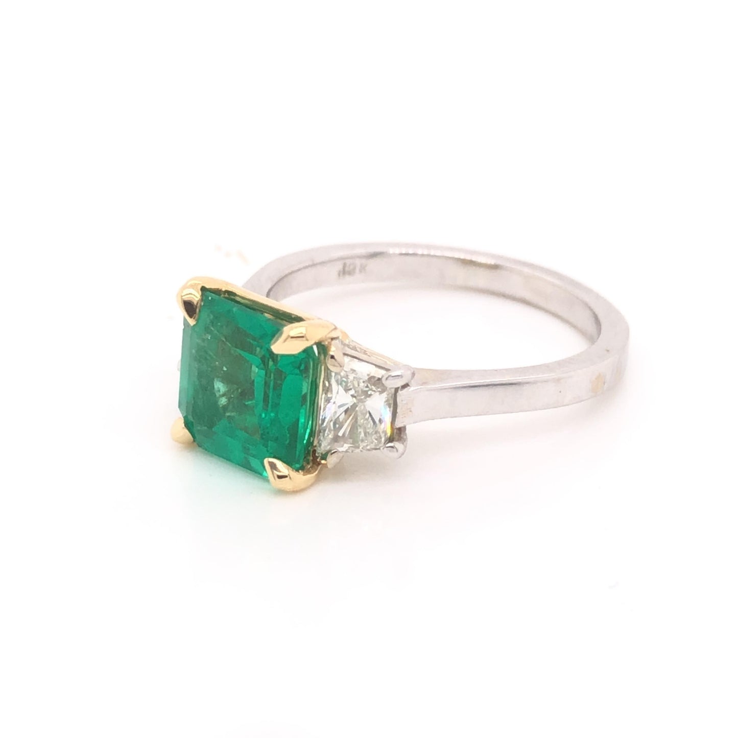 Colombian Emerald & Diamond 18k White Gold Ring 2.80 Tcw