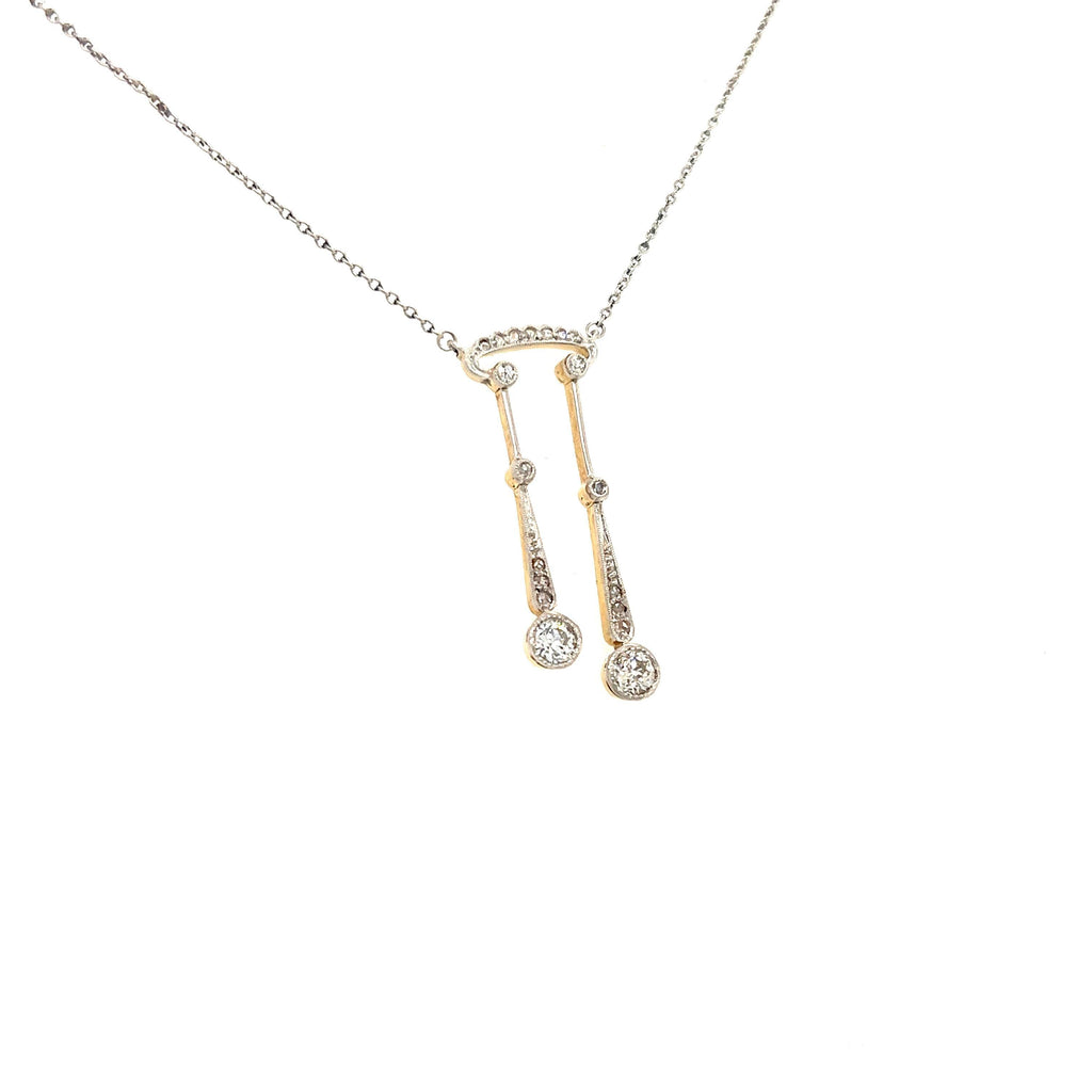 Edwardian Dangling Diamond Necklace 18k White Gold
