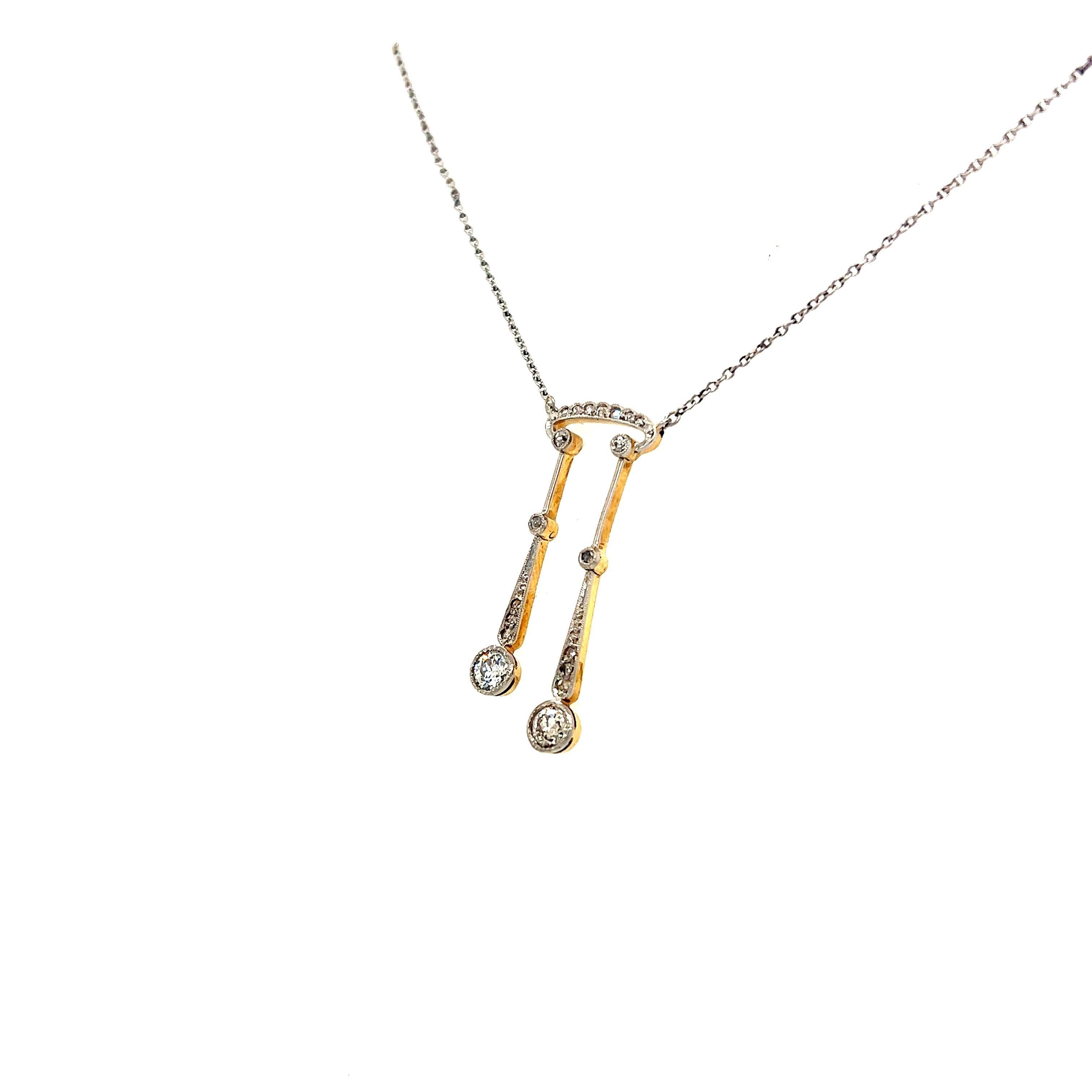 Edwardian Dangling Diamond Necklace 18k White Gold