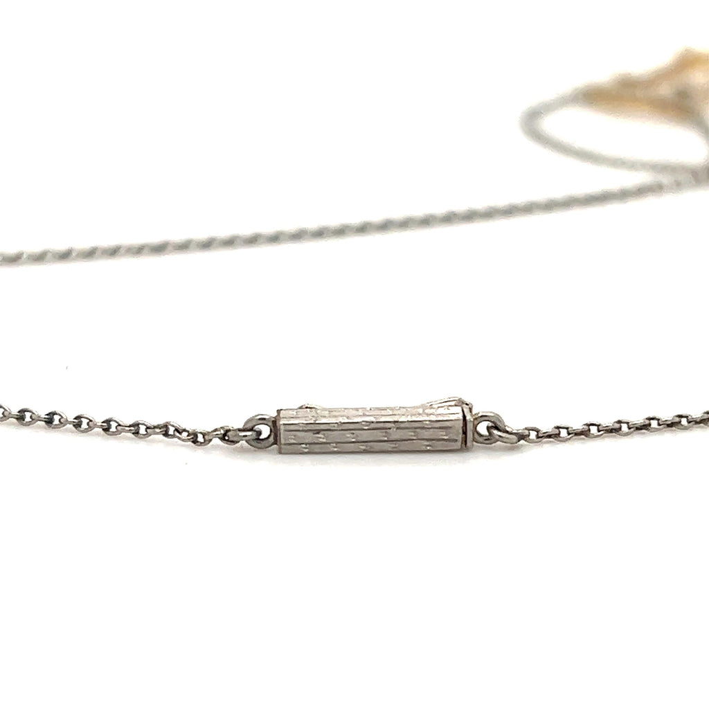 Edwardian Dangling Diamond Necklace 18k White Gold