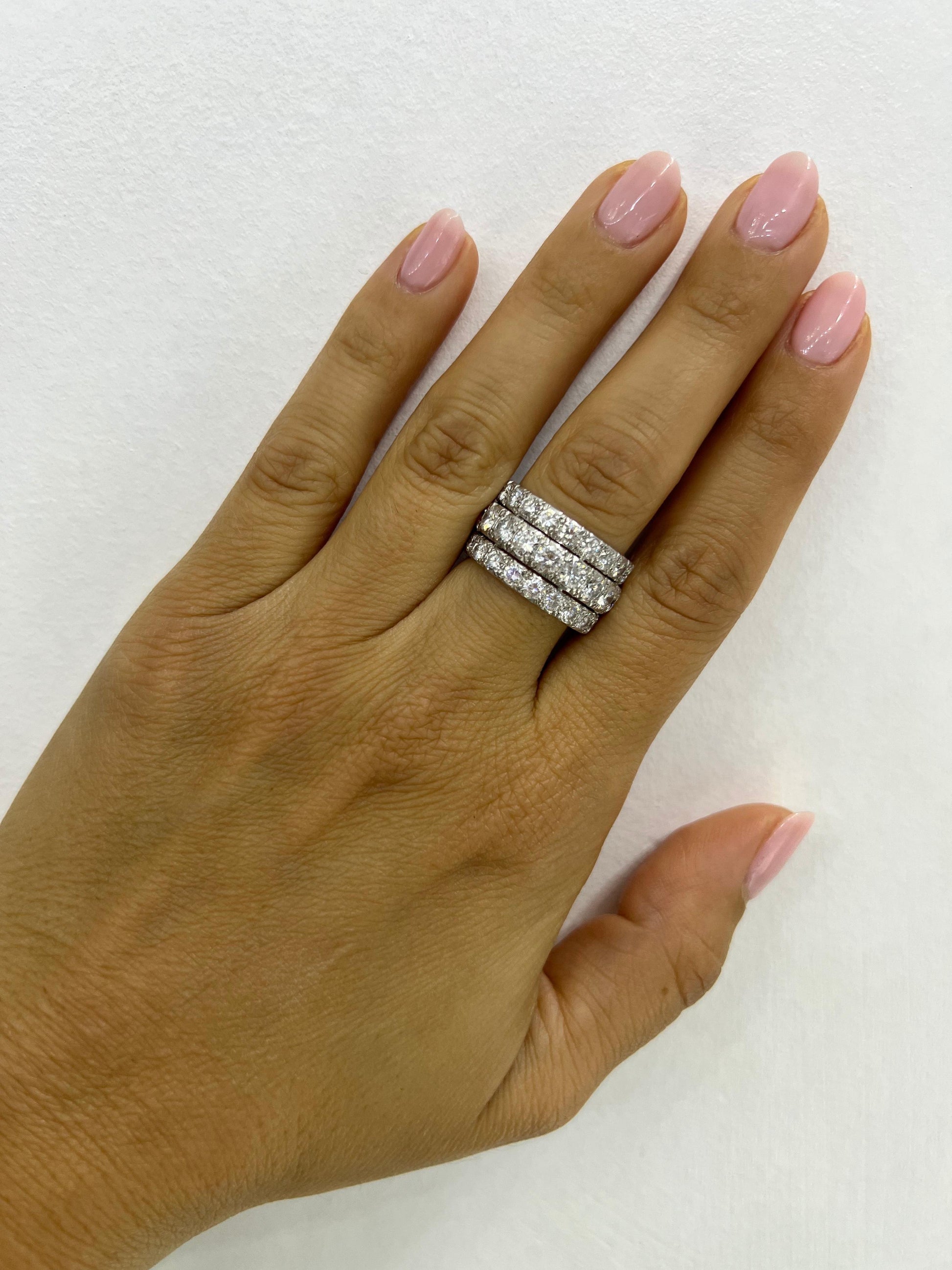 Estate Diamond Wide Band Platinum Ring 6.40 Ct.