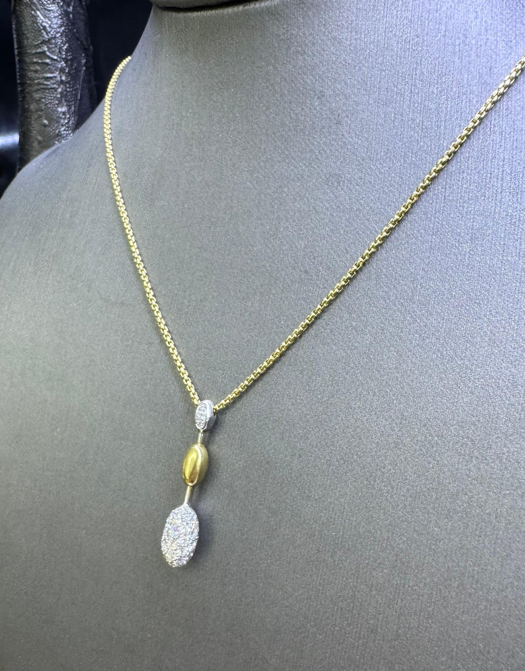 FOPE Italy Two-Tone Diamond Drop Pendant Necklace 18k Gold