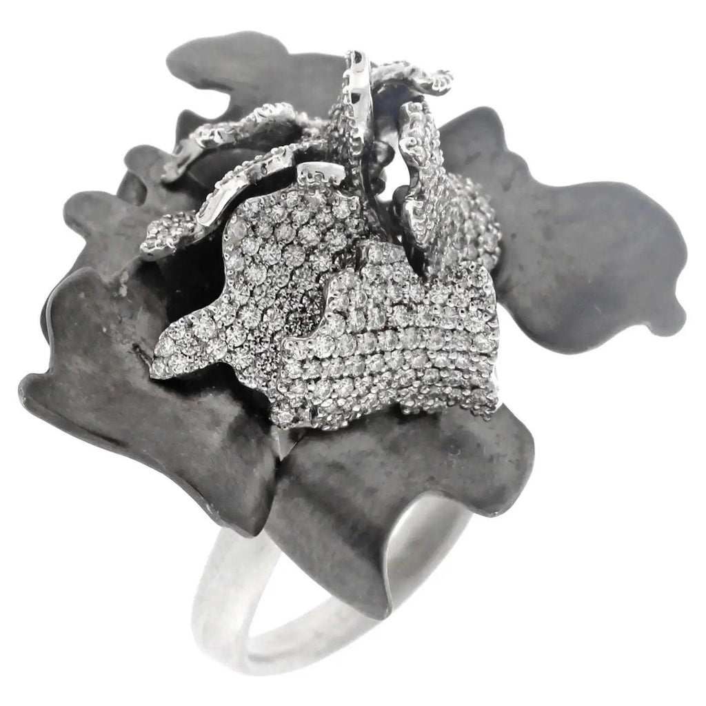 Frank Gehry for Tiffany & Co. Black Floral 3-D Diamond Ring