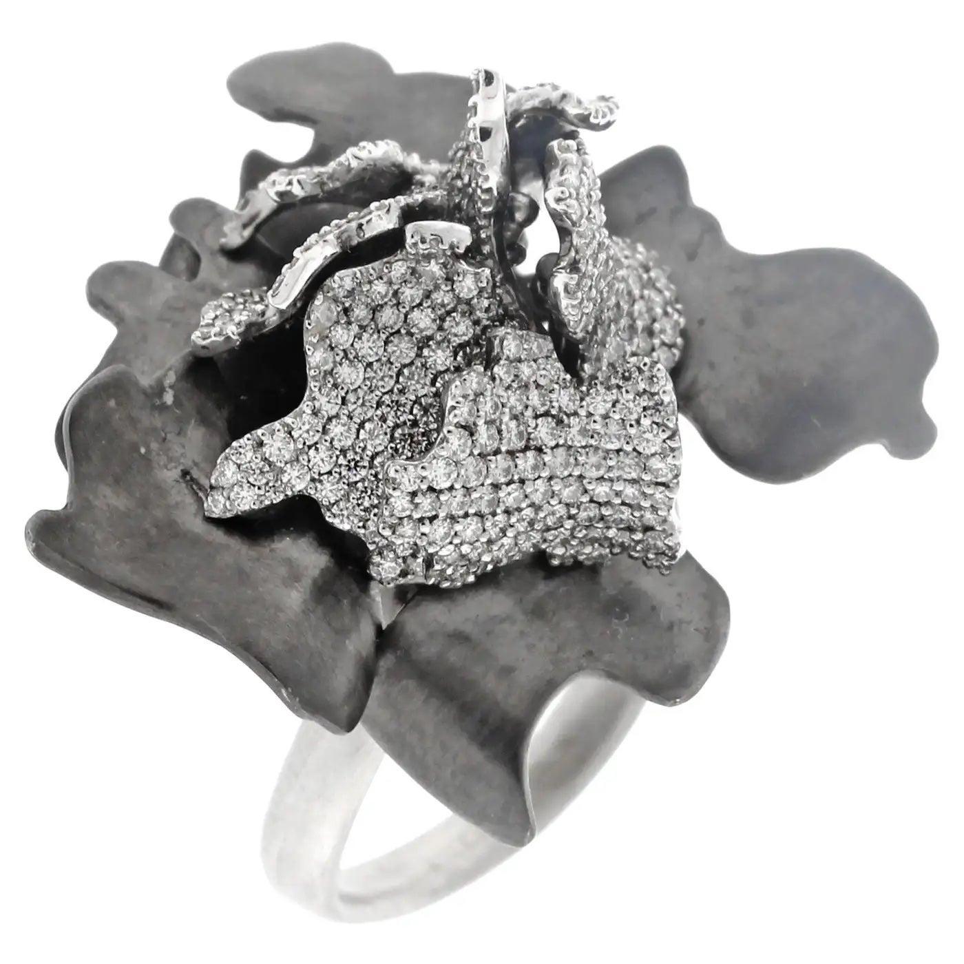 Frank Gehry for Tiffany & Co. Black Floral 3-D Diamond Ring