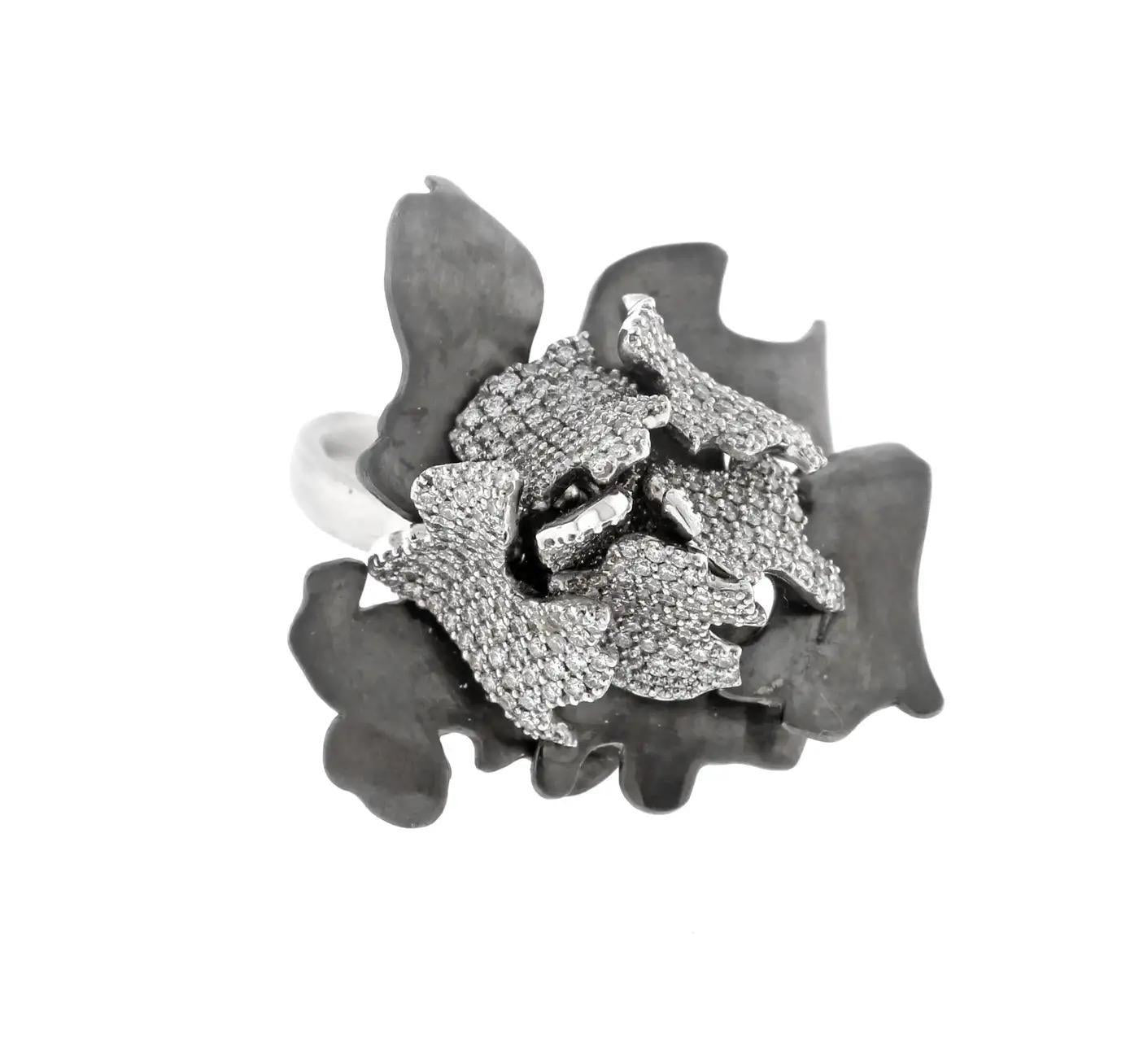 Frank Gehry for Tiffany & Co. Black Floral 3-D Diamond Ring