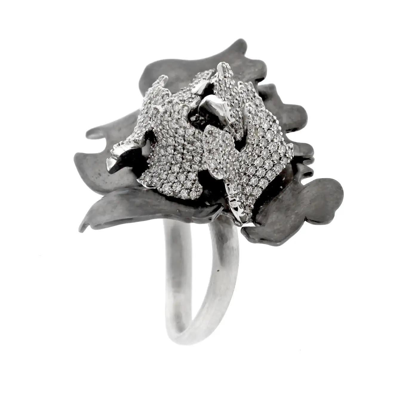 Frank Gehry for Tiffany & Co. Black Floral 3-D Diamond Ring