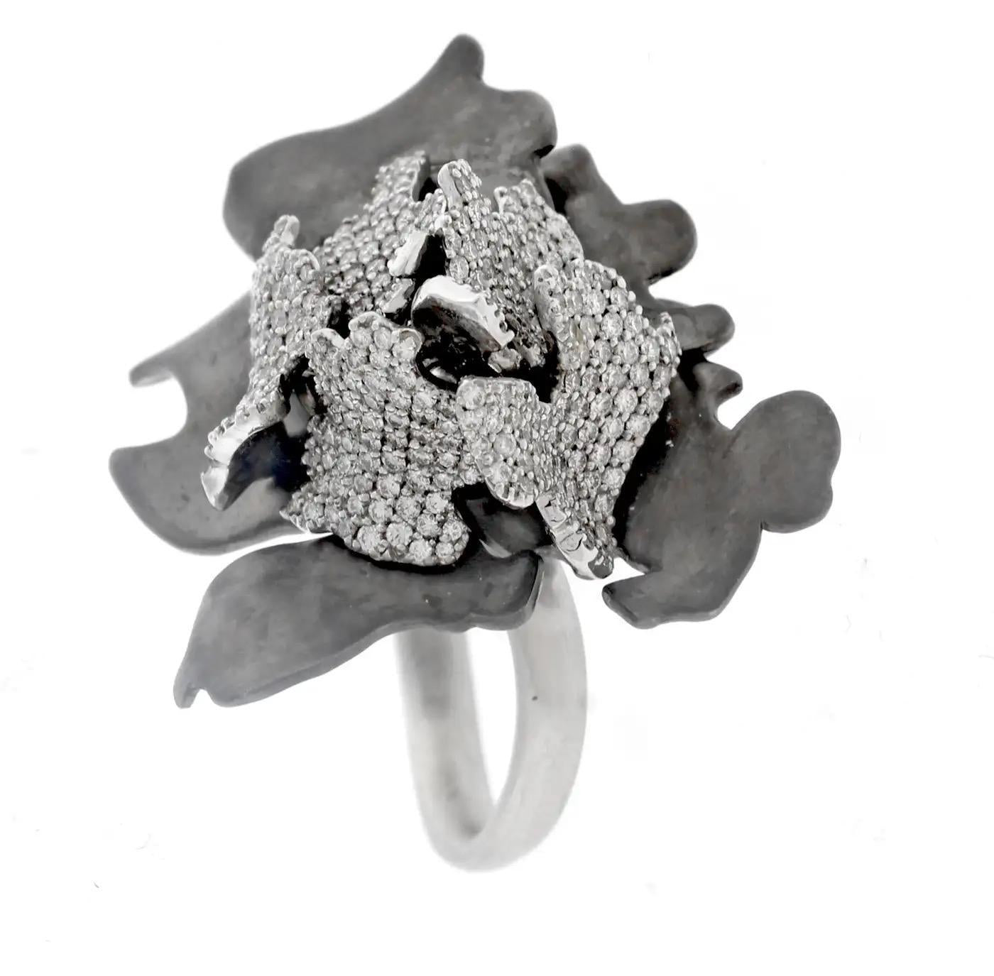 Frank Gehry for Tiffany & Co. Black Floral 3-D Diamond Ring