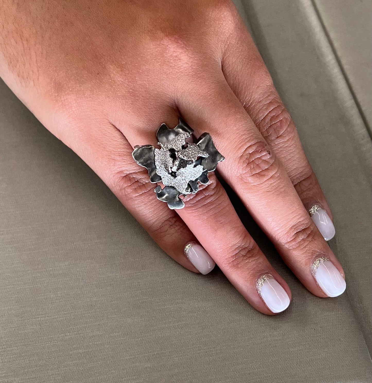 Frank Gehry for Tiffany & Co. Black Floral 3-D Diamond Ring