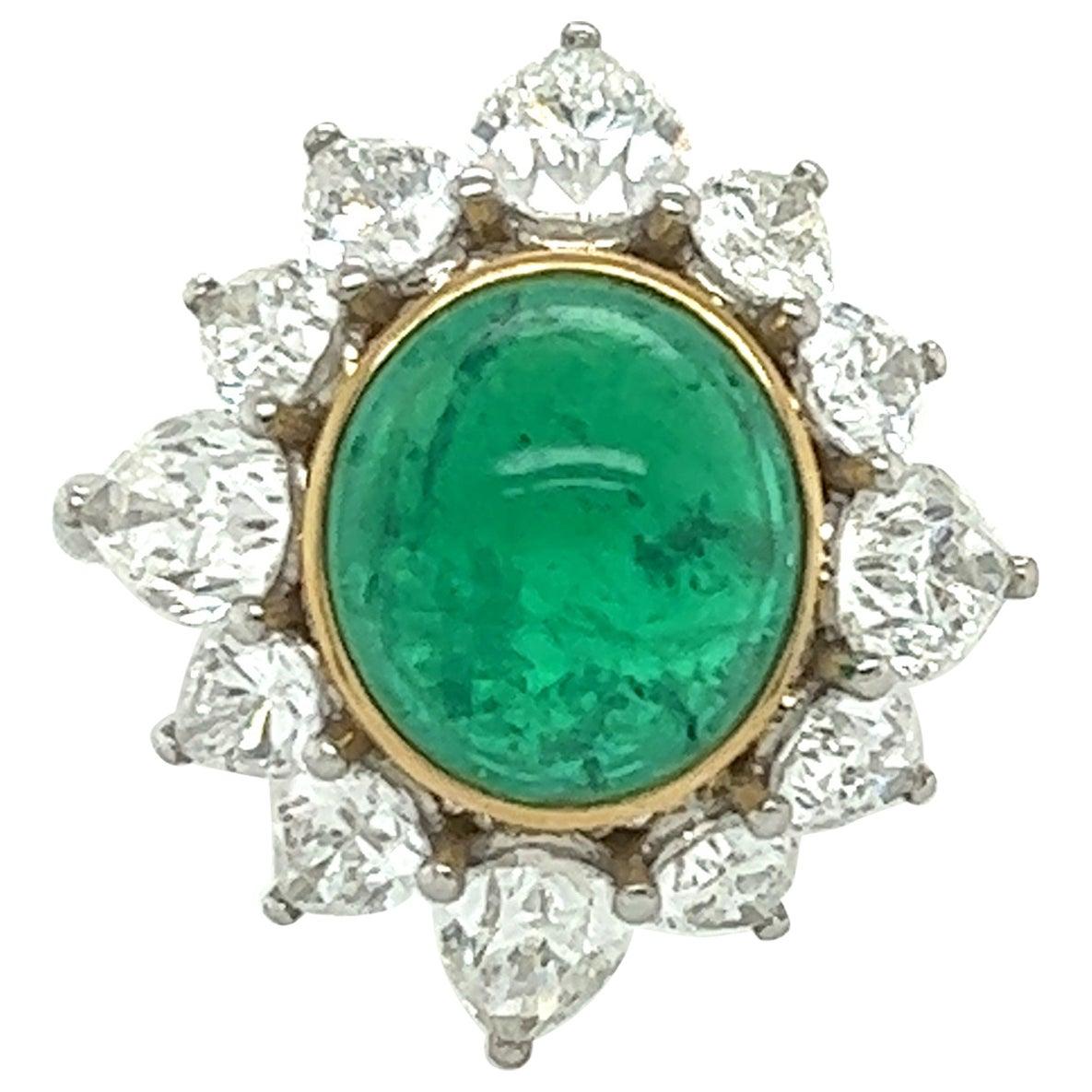 GIA Certified 3.65 Carat Colombian Emerald & Diamond Cocktail Ring Platinum