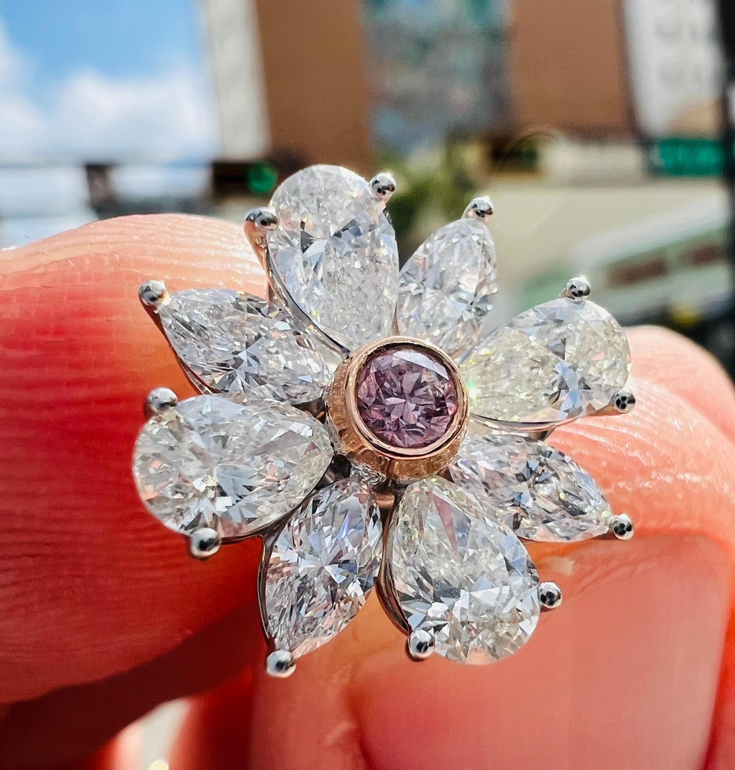 GIA Certified Intense Pink Diamond Cluster Earrings Hand Made Platinum 4.20 Ct.