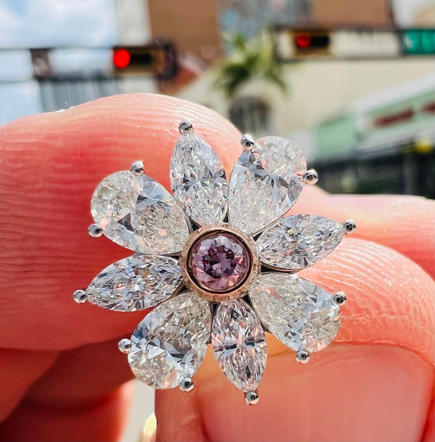 GIA Certified Intense Pink Diamond Cluster Earrings Hand Made Platinum 4.20 Ct.