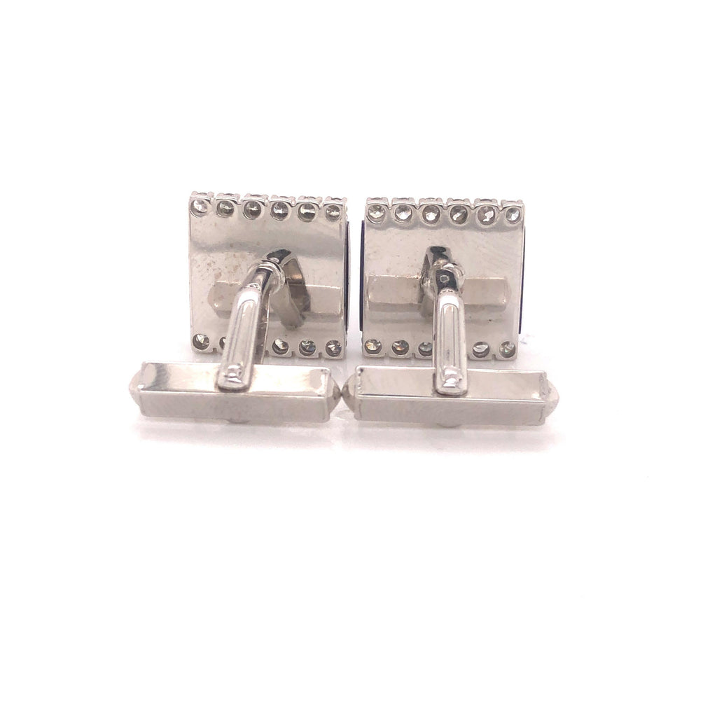H. Stern Lapis Lazuli & Diamond 18k White Gold Cuff Links