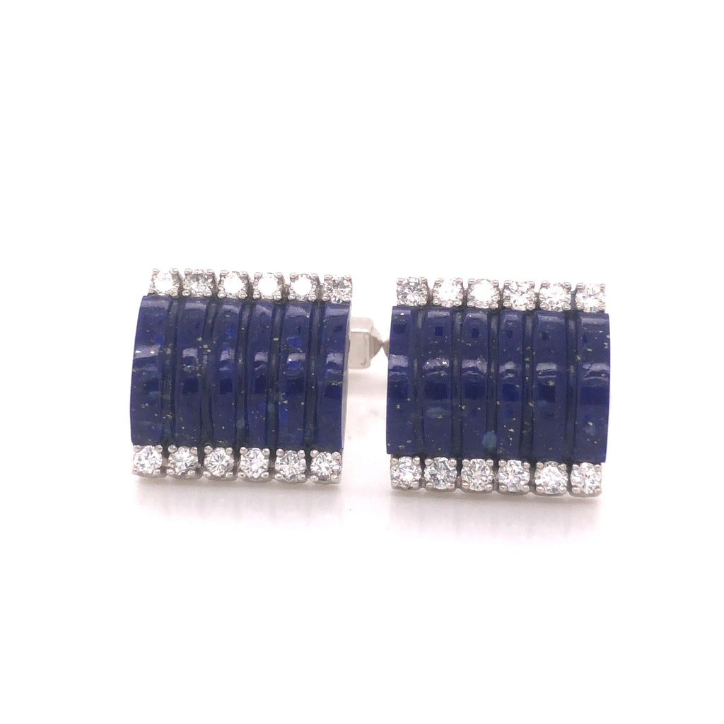 H. Stern Lapis Lazuli & Diamond 18k White Gold Cuff Links