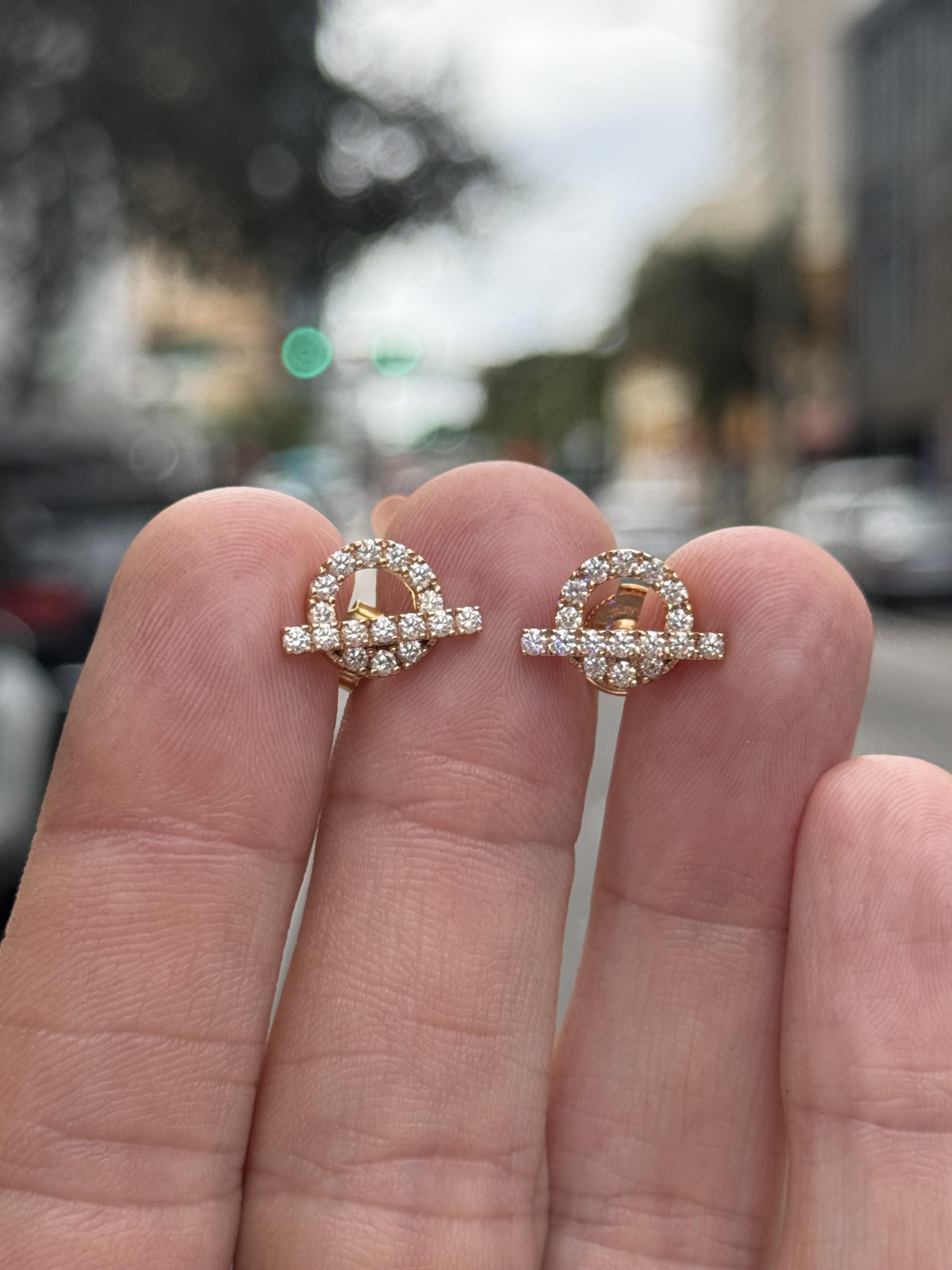 Hermes Finesse Earrings in 18k Rose Gold & Diamonds