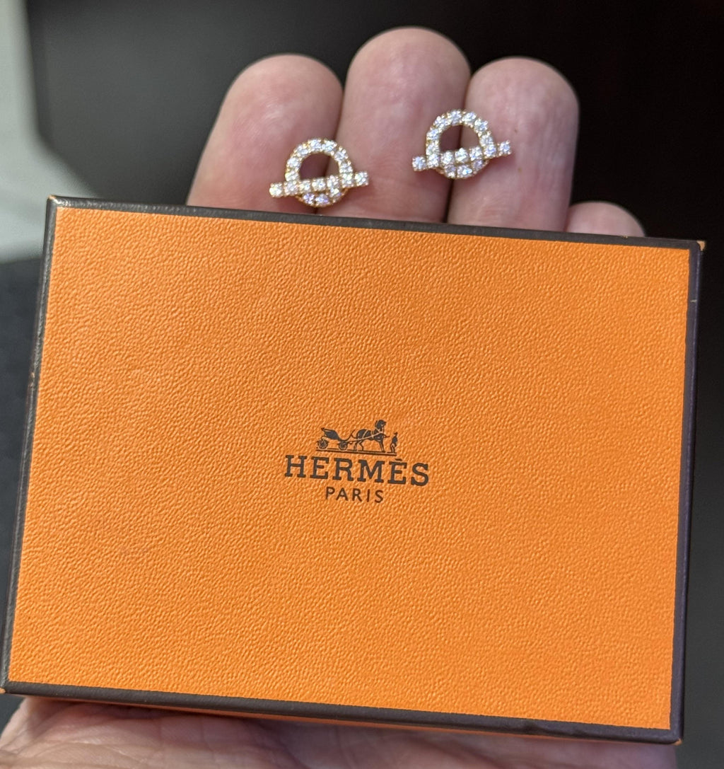 Hermes Finesse Earrings in 18k Rose Gold & Diamonds