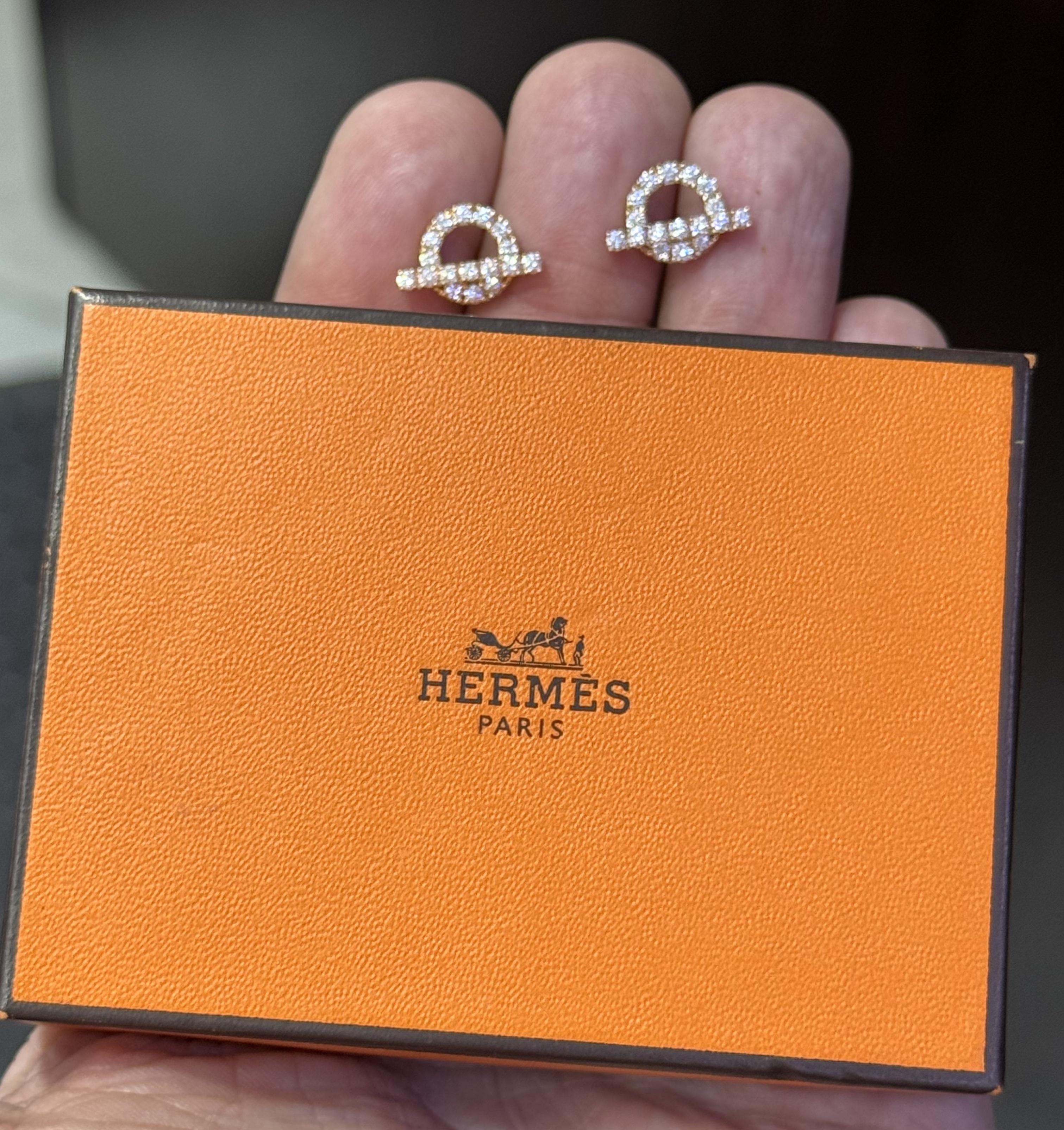 Hermes Finesse Earrings in 18k Rose Gold & Diamonds