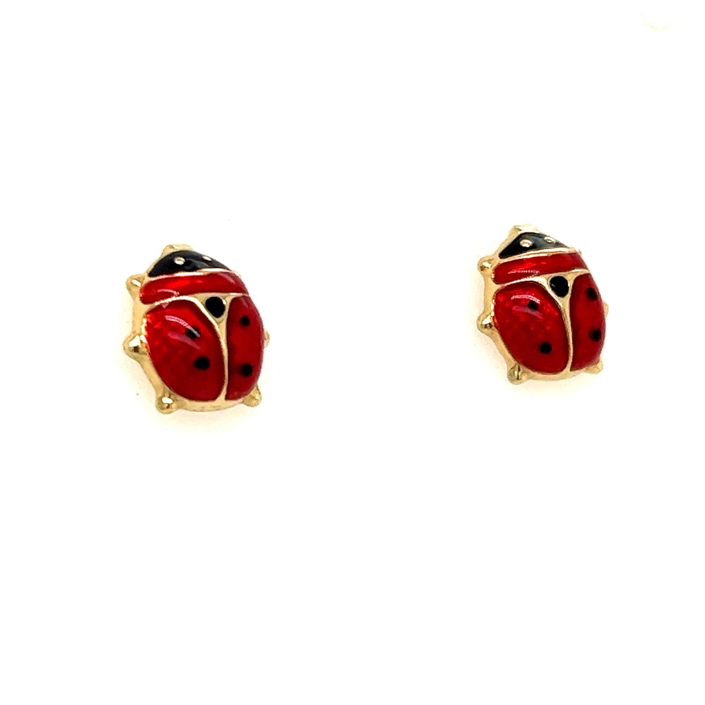 Italian Made Enamel Lady Bug Stud Earrings 14k