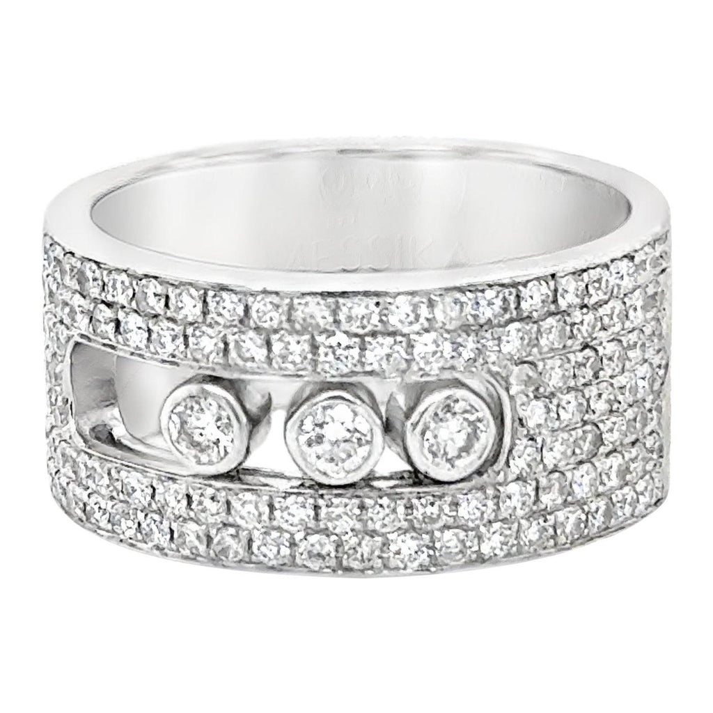 Messika Paris "Move Joaillerie" Rolling Diamond Wide Band Ring 18k White Gold