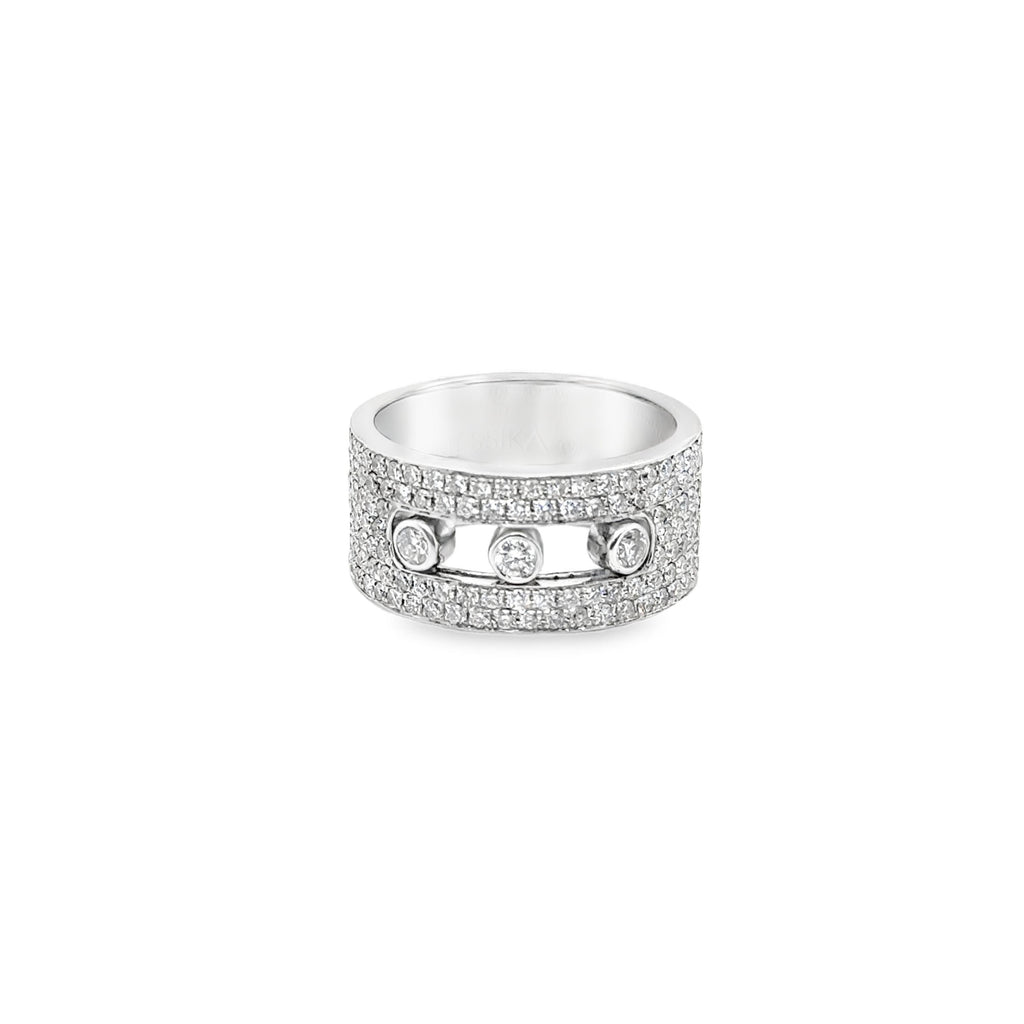 Messika Paris "Move Joaillerie" Rolling Diamond Wide Band Ring 18k White Gold