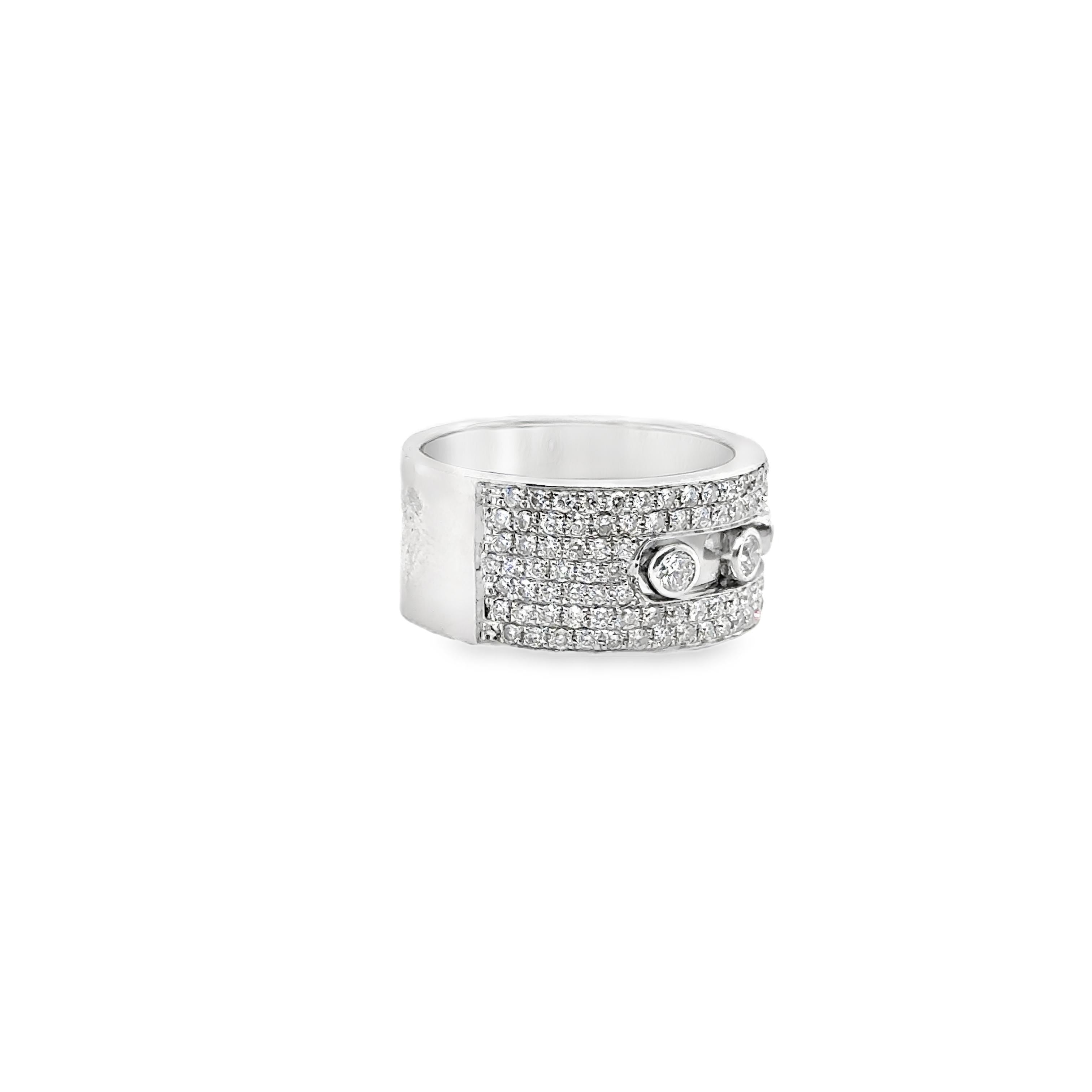 Messika Paris "Move Joaillerie" Rolling Diamond Wide Band Ring 18k White Gold