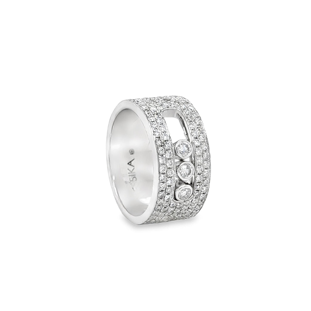 Messika Paris "Move Joaillerie" Rolling Diamond Wide Band Ring 18k White Gold