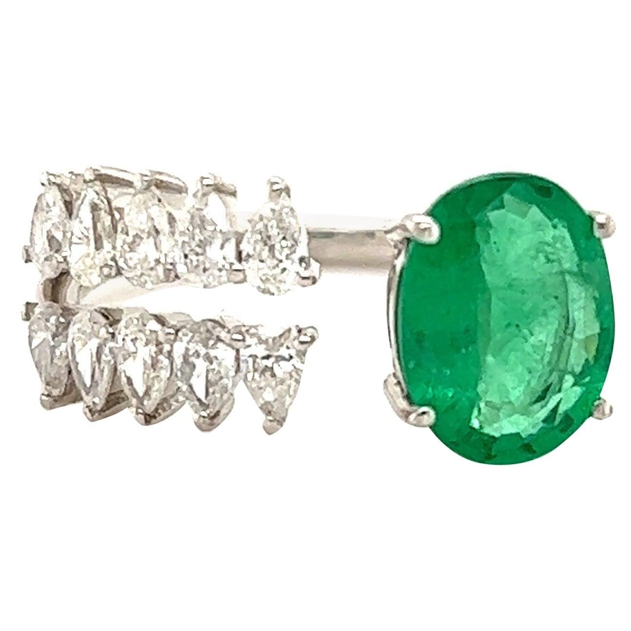 Open Pass Rings Modern Open Design Diamond & Emerald By-Pass Ring – Roc Diamonds