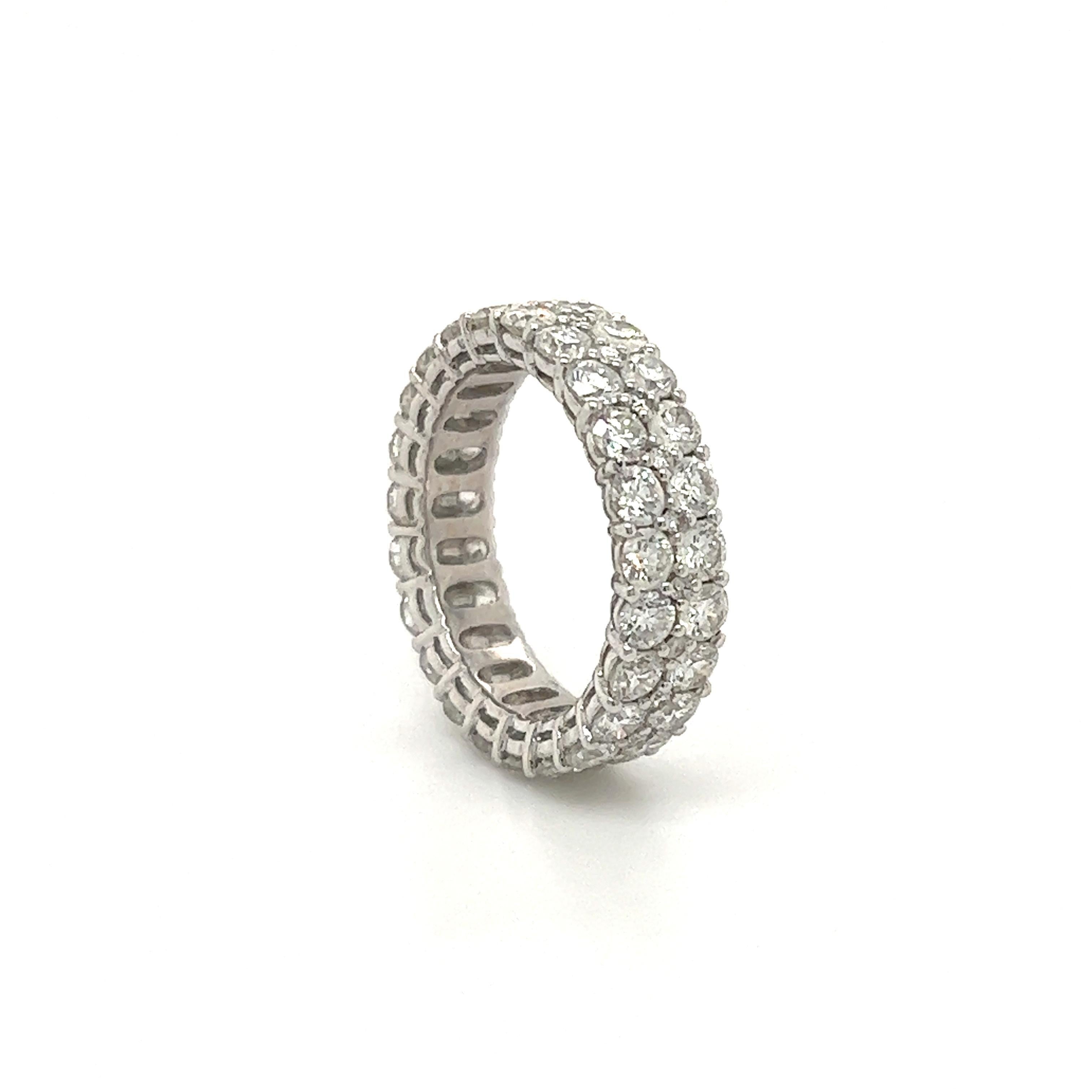 Modern Two Row Diamond Eternity Band Ring 18k 4.50 Carat