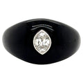 Natural Pear Shaped Diamond Gypsy Ring Black Resin 18k White Gold
